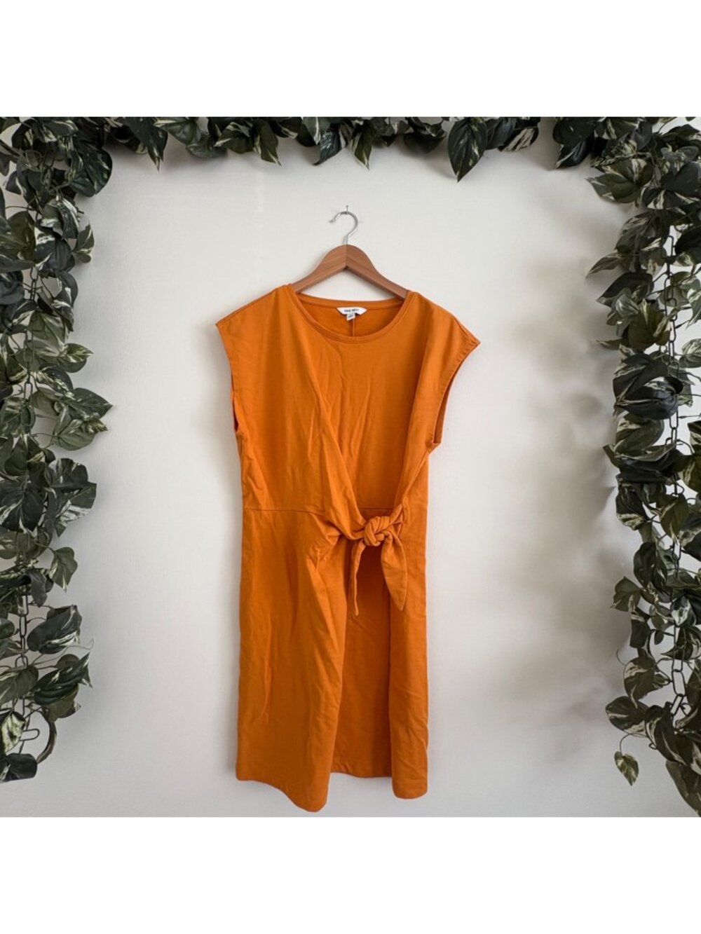Nine West Sleeveless Side Knot Knit Mini Dress Orange Women’s Size L